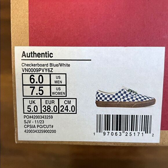 Vans Authentic checkboard blue/white women size 7.5 - Picture 6 of 6